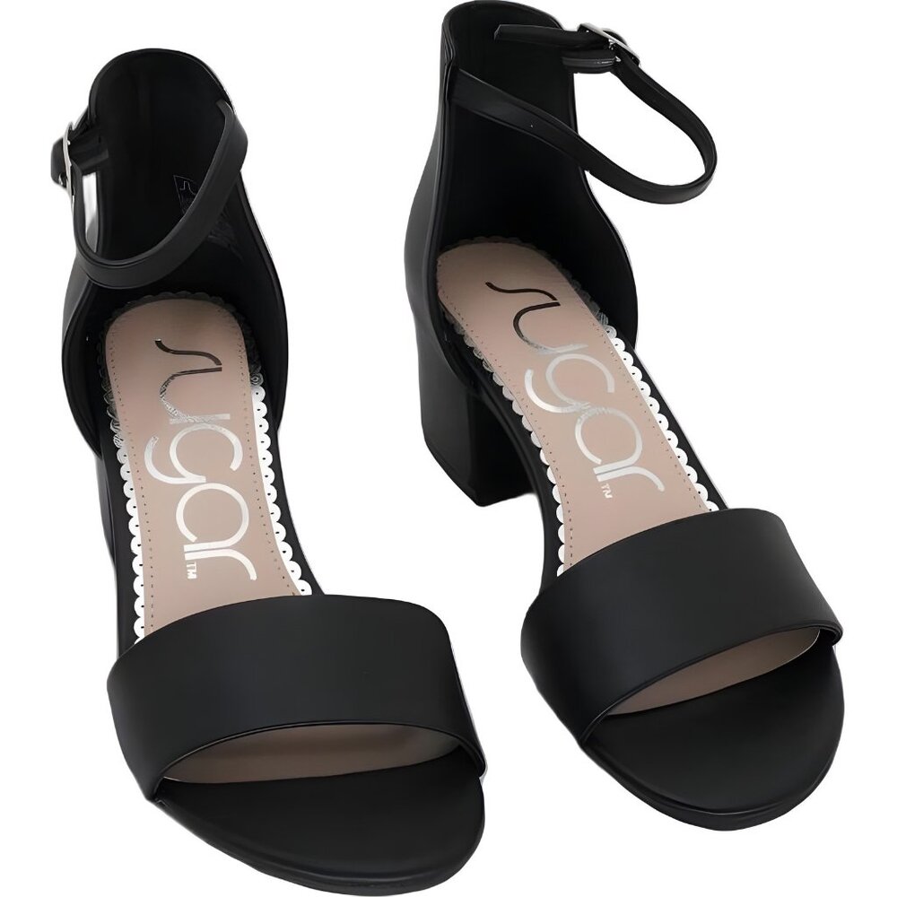 Sugar Noelle Women's Block Heel Sandals Black 6.5M